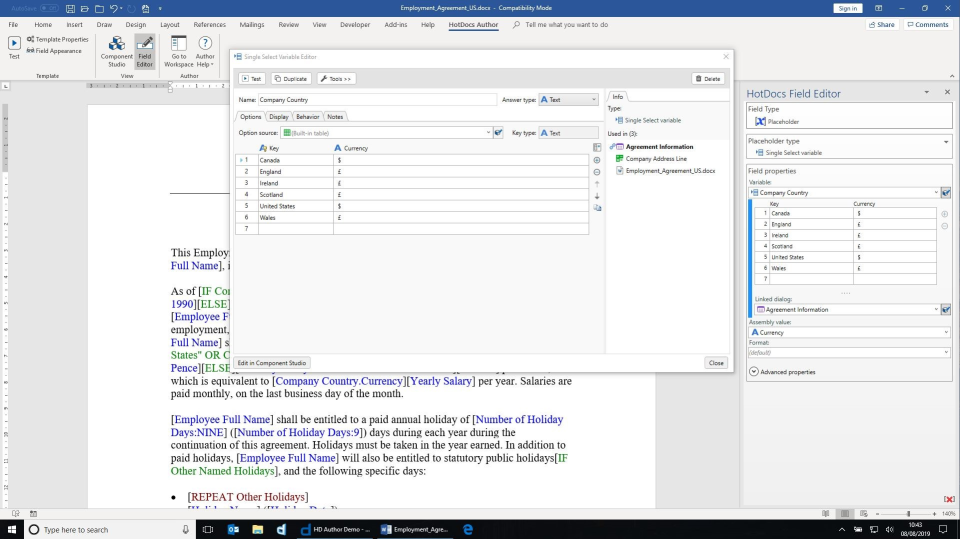 screenshot of Mitratech HotDocs